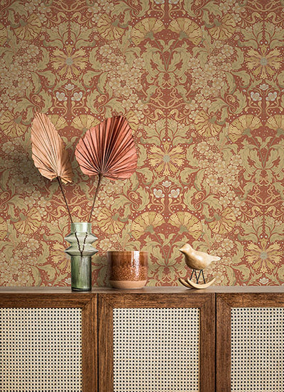 product image for ojvind rust floral ogee wallpaper brewster 4080 83114 3 20