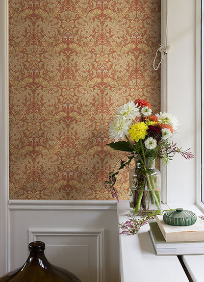 product image for ojvind rust floral ogee wallpaper brewster 4080 83114 2 60