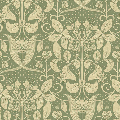 product image of Berit Green Floral Crest Wallpaper 52