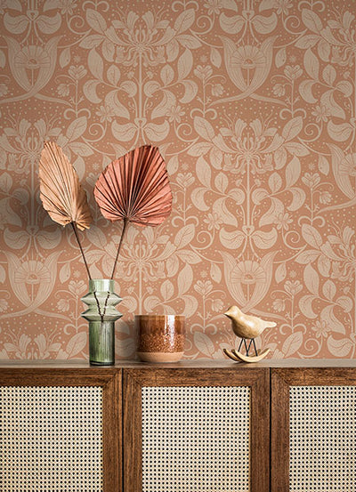 product image for berit coral floral crest wallpaper brewster 4080 83128 3 67