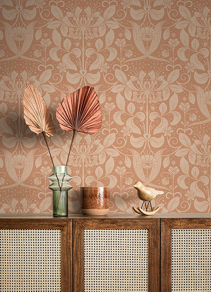 media image for berit coral floral crest wallpaper brewster 4080 83128 3 251