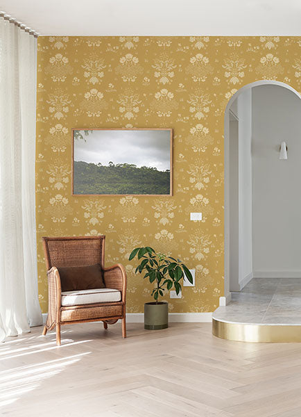 media image for elda gold delicate daises wallpaper brewster 4080 83135 3 251
