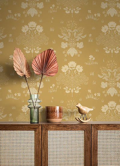 product image for elda gold delicate daises wallpaper brewster 4080 83135 4 67