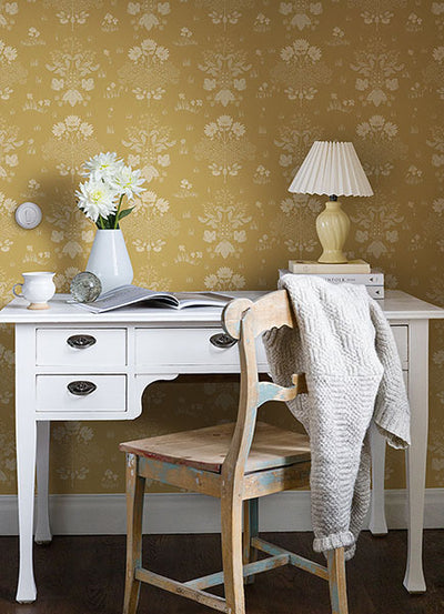 product image for elda gold delicate daises wallpaper brewster 4080 83135 2 16