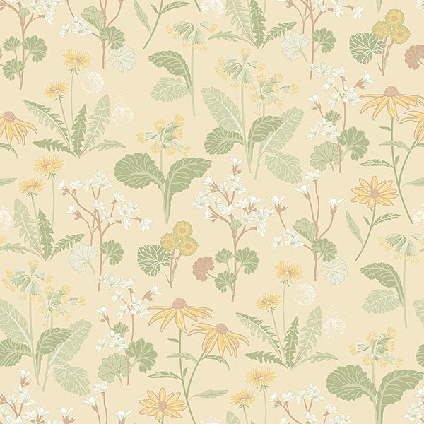 media image for Magdalena Light Yellow Dandelion Wallpaper 258