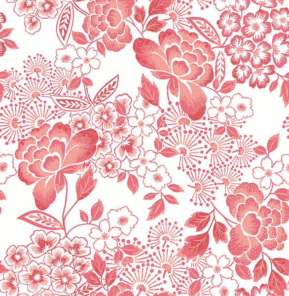 media image for Irina Coral Floral Blooms Wallpaper from the Happy Collection by Brewster 261