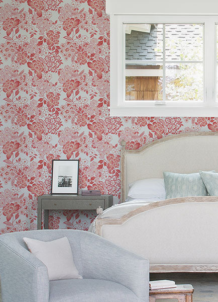 media image for Irina Coral Floral Blooms Wallpaper from the Happy Collection by Brewster 295