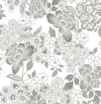 product image of sample irina grey floral blooms wallpaper from the happy collection by brewster 1 570