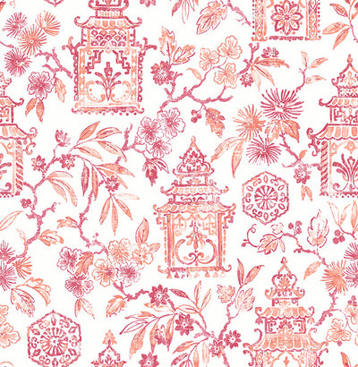 product image of sample helaine coral pagoda wallpaper from the happy collection by brewster 1 518