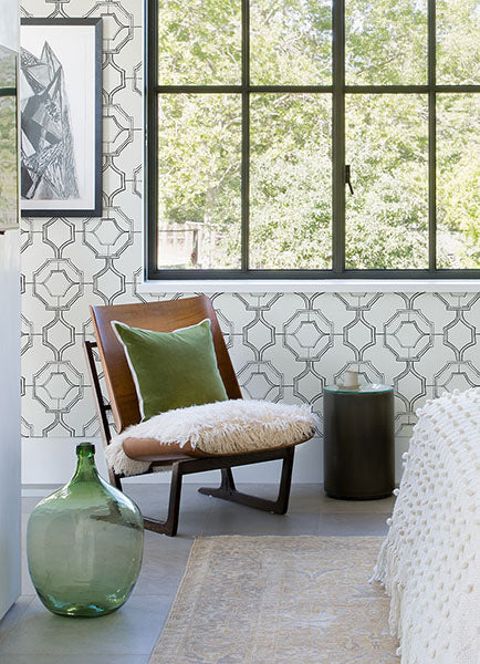 media image for Gallina Charcoal Trellis Wallpaper from the Happy Collection by Brewster 265