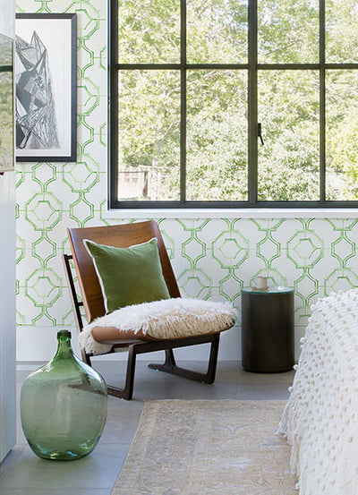 product image for Gallina Green Trellis Wallpaper from the Happy Collection by Brewster 55