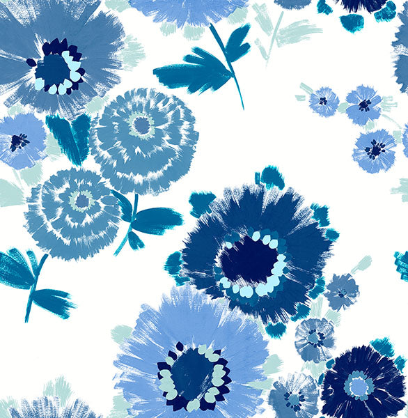 media image for Essie Blue Painterly Floral Wallpaper from the Happy Collection by Brewster 260