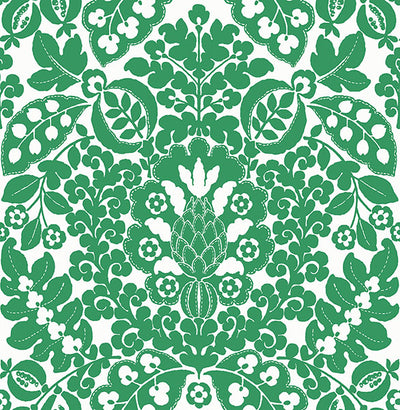 product image of Marni Green Fruit Damask Wallpaper from the Happy Collection by Brewster 517