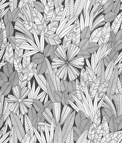 media image for sample bannon black leaves wallpaper from the happy collection by brewster 1 244