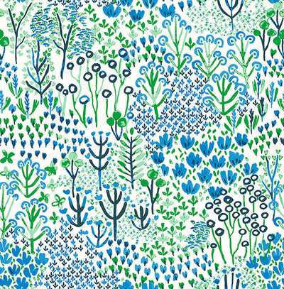 product image of Chilton Blue Wildflowers Wallpaper from the Happy Collection by Brewster 567