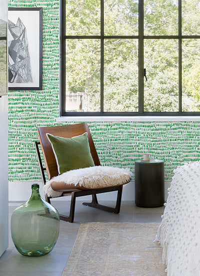 product image for Runes Green Brushstrokes Wallpaper from the Happy Collection by Brewster 32