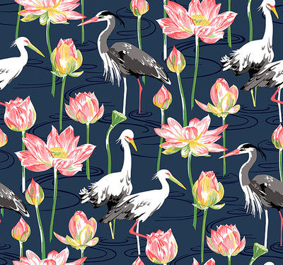 product image for Barton Navy Heron Wallpaper from the Happy Collection by Brewster 97