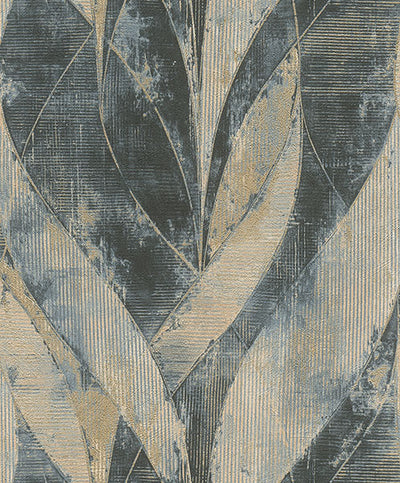 product image of sample blake denim leaf wallpaper from concrete advantage collection by brewster 1 53