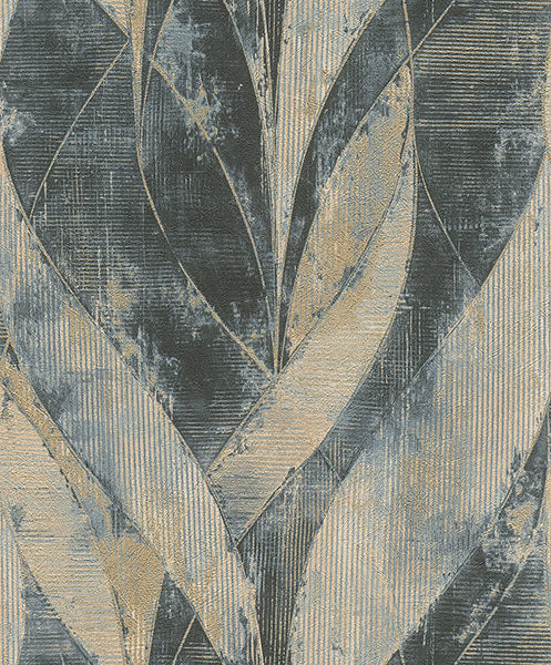 media image for sample blake denim leaf wallpaper from concrete advantage collection by brewster 1 221