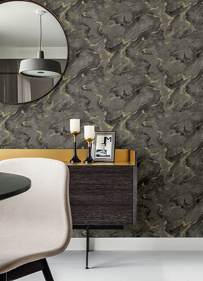 product image for Silenus Charcoal Marbled Wallpaper from Lumina Collection by Brewster 45