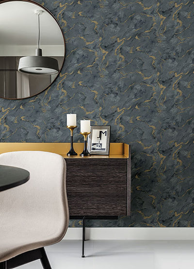 product image for Silenus Denim Marbled Wallpaper from Lumina Collection by Brewster 24