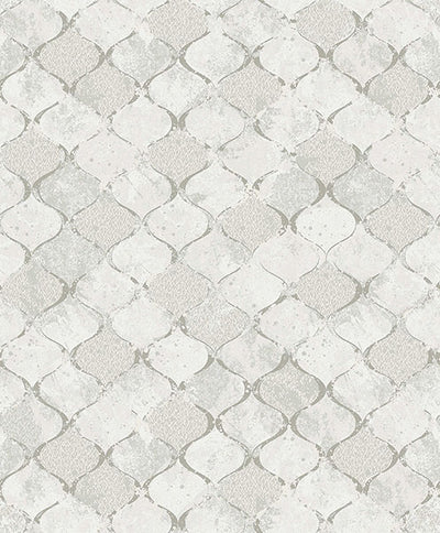 product image for Pilak Silver Ogee Tile Wallpaper from Lumina Collection by Brewster 22