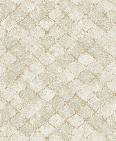 product image of sample pilak gold ogee tile wallpaper from lumina collection by brewster 1 585