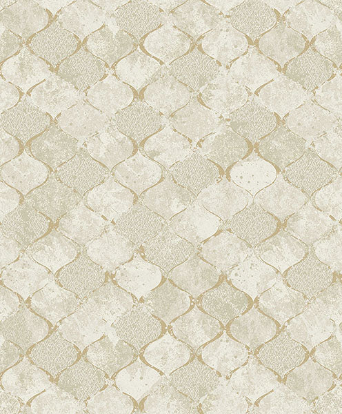 media image for sample pilak gold ogee tile wallpaper from lumina collection by brewster 1 270