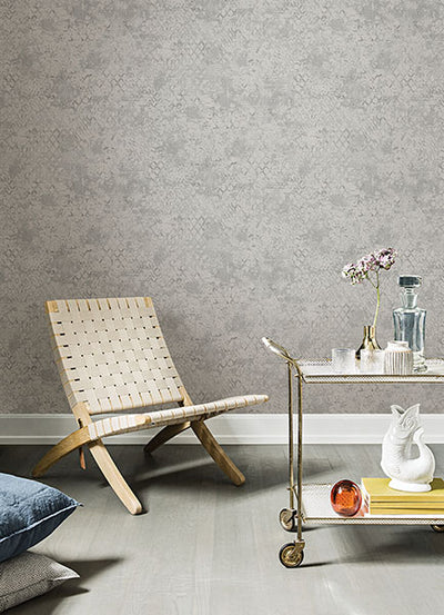 product image for Zilarra Light Grey Abstract Snakeskin Wallpaper from Lumina Collection by Brewster 9