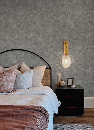 product image for Meness Grey Metallic Marbling Wallpaper from Lumina Collection by Brewster 89