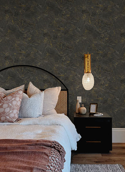 product image for Meness Black Metallic Marbling Wallpaper from Lumina Collection by Brewster 80