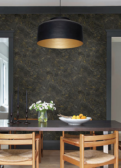 product image for Meness Black Metallic Marbling Wallpaper from Lumina Collection by Brewster 21