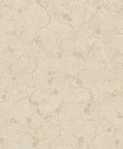 media image for Mahina Gold Floral Vine Wallpaper from Lumina Collection by Brewster 21