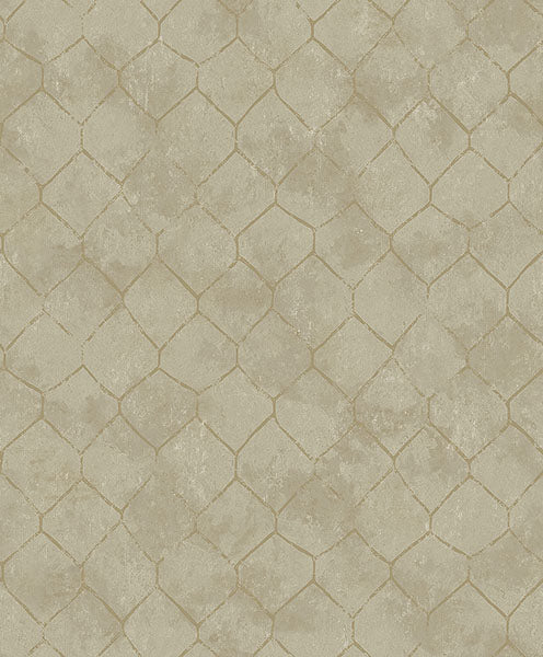 media image for Rauta Gold Hexagon Tile Wallpaper from Lumina Collection by Brewster 283