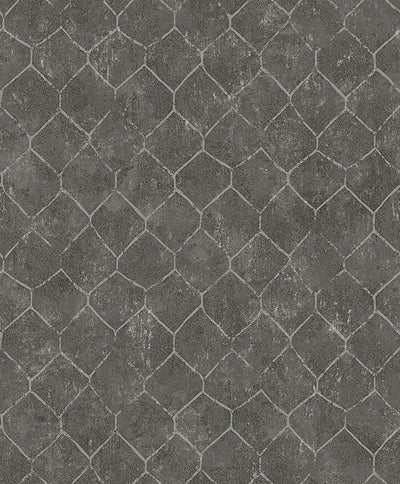 product image of Rauta Pewter Hexagon Tile Wallpaper from Lumina Collection by Brewster 51