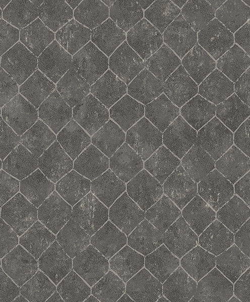 media image for Rauta Pewter Hexagon Tile Wallpaper from Lumina Collection by Brewster 229