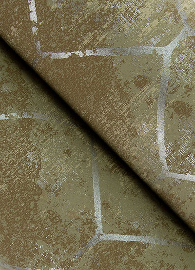 product image for Rauta Brass Hexagon Tile Wallpaper from Lumina Collection by Brewster 8