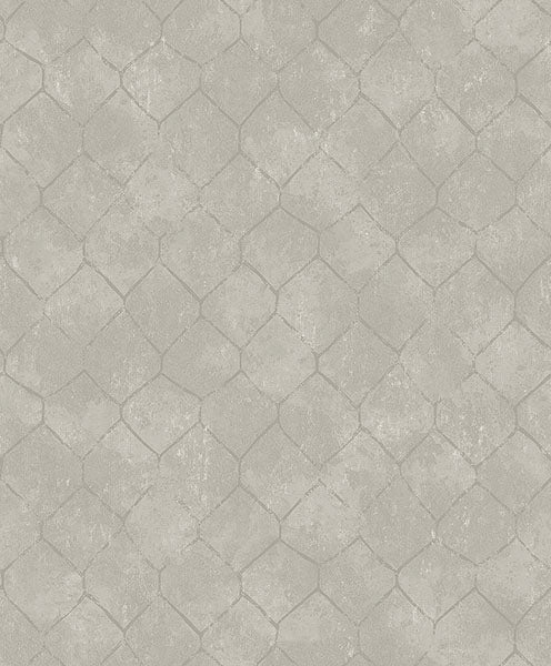 media image for Rauta Silver Hexagon Tile Wallpaper from Lumina Collection by Brewster 271