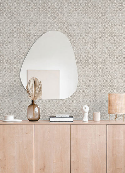 product image for Khauta Silver Floral Geometric Wallpaper from Lumina Collection by Brewster 87