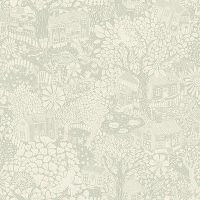 product image for Bygga Bo Seafoam Woodland Village Wallpaper from Briony Collection by Brewster 87