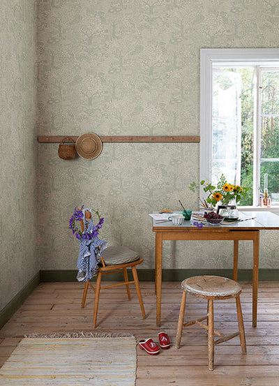 product image for Bygga Bo Seafoam Woodland Village Wallpaper from Briony Collection by Brewster 3