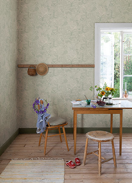 media image for Bygga Bo Seafoam Woodland Village Wallpaper from Briony Collection by Brewster 262