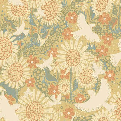 product image for Drömma Coral Songbirds and Sunflowers Wallpaper from Briony Collection by Brewster 14