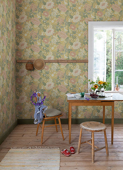 product image for Vaxa Butter Rabbits & Rosehips Wallpaper from Briony Collection by Brewster 70