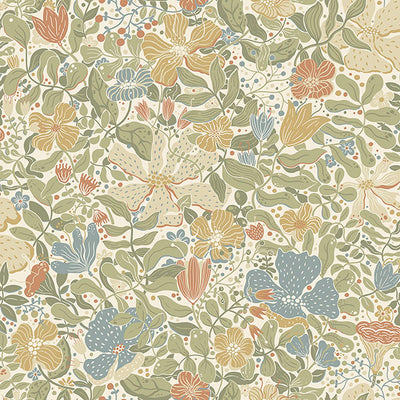 product image of Midsommar Light Green Floral Medley Wallpaper from Briony Collection by Brewster 556