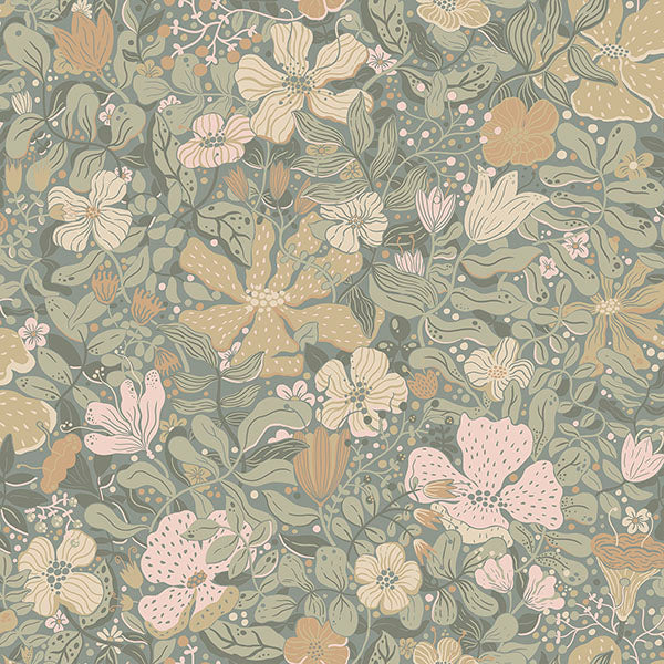 media image for Midsommar Grey Floral Medley Wallpaper from Briony Collection by Brewster 284