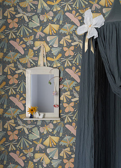 product image for Flyga Blue Butterfly Bonanza Wallpaper from Briony Collection by Brewster 37