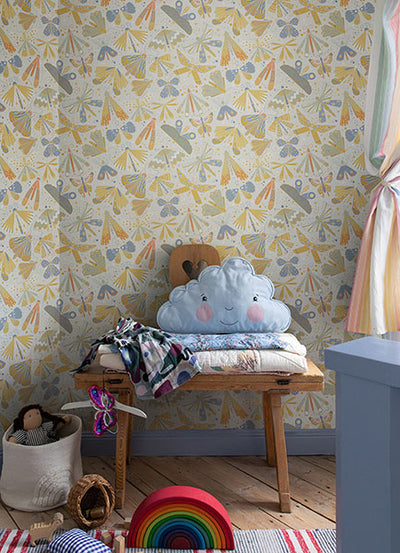 product image for Flyga Gold Butterfly Bonanza Wallpaper from Briony Collection by Brewster 65