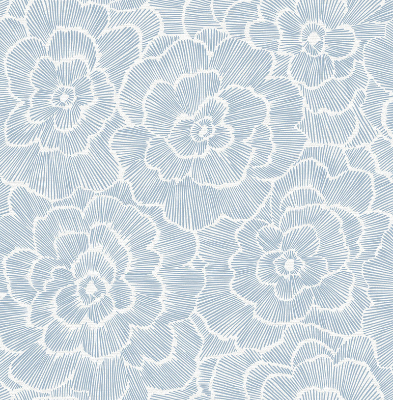 media image for Periwinkle Blue Textured Floral Wallpaper 239