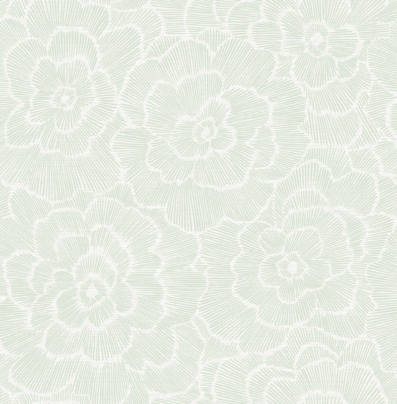 media image for Periwinkle Light Green Textured Floral Wallpaper 234